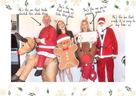 AUZi Insurance Team Posing for a Christmas Themed Photo In various Christmas outfits.