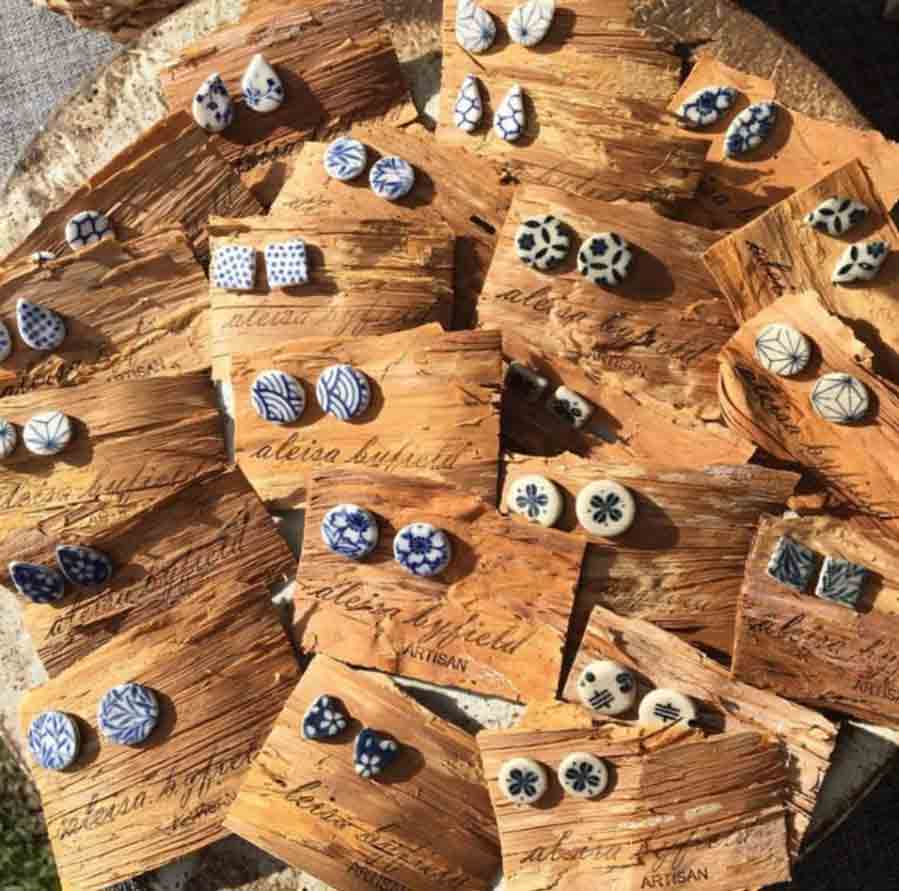 Ceramic studs by Aleisa Byfield Artisan