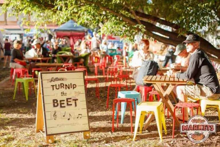 Food stalls at Milton Markets in Brisbane