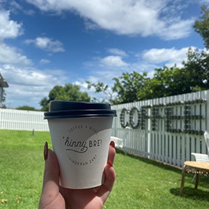 takeaway coffee cup at Kingscliff cafe Chinny Brew