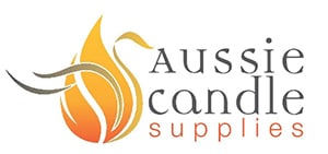 Aussie candle supply logo in text including picture of flame