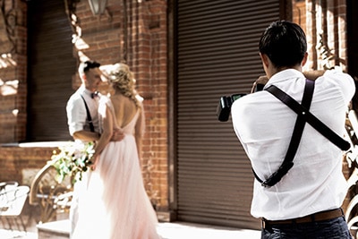 Wedding photographer working on a shoot