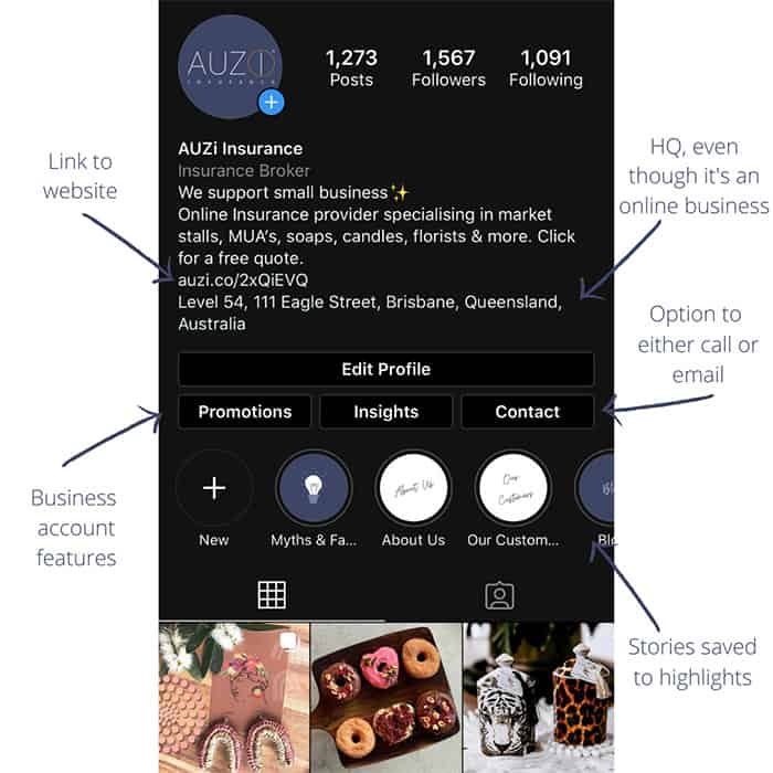Screenshot of AUZi Insurance on Instagram