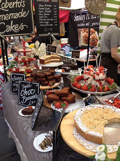 Roberto's homemade cakes market stall