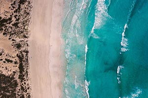 Aerial view of beach in South Australia