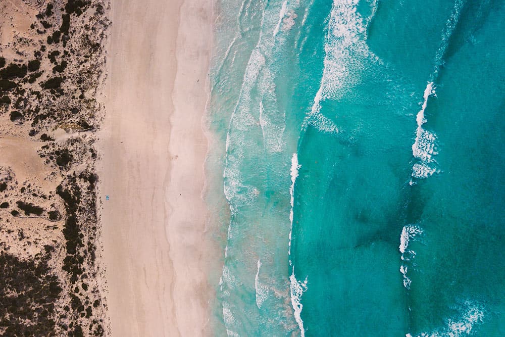 Aerial view of beach in South Australia