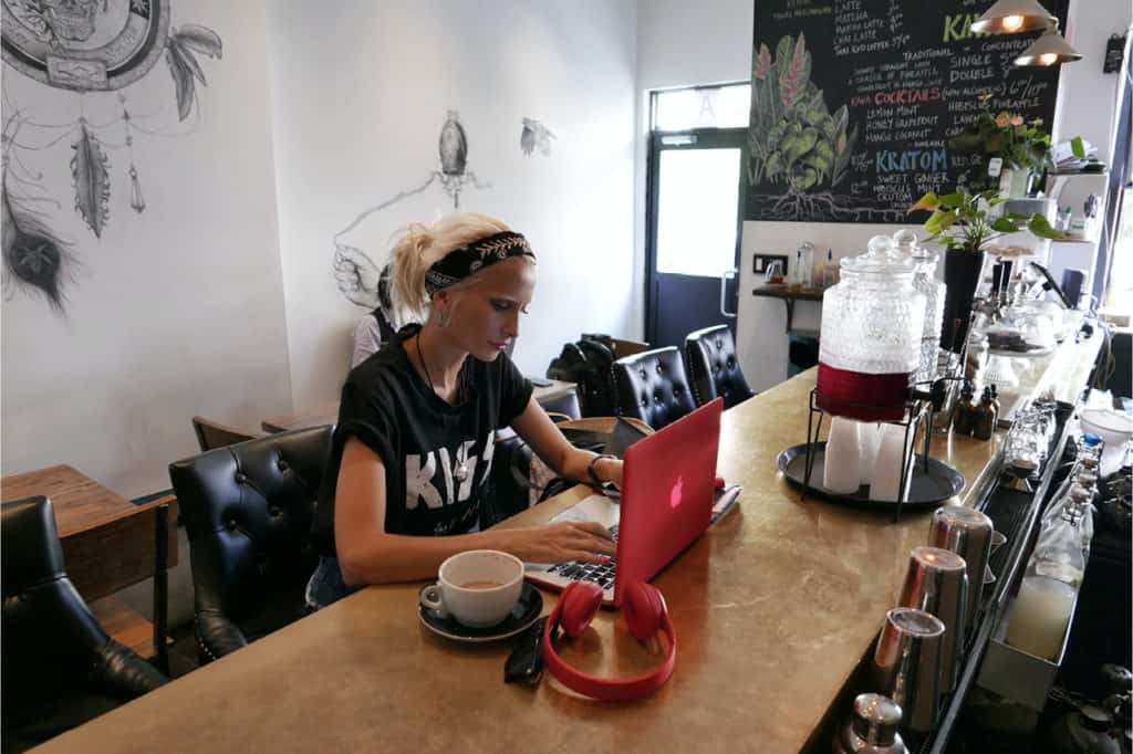 Lady working in coffee shop