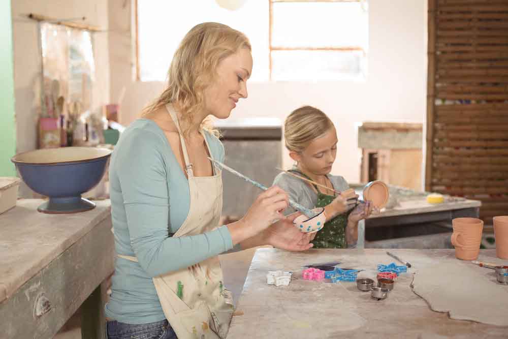 Art & Craft Workshop - Lady and daughter doing pottery