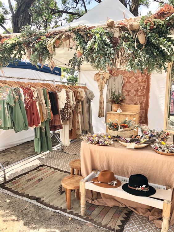 Market Stall Display with greenery