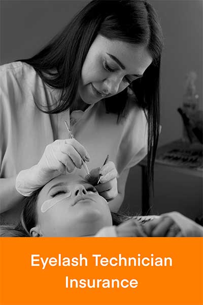 Eyelash technician applying lashes