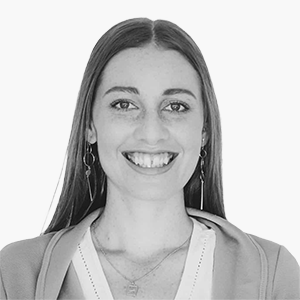 Black and white headshot of Haylee Escalante, Creative Lead at AUZi Insurance