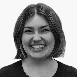 Black and white headshot of Trista McDonald, Social Media Assistant at AUZi Insurance